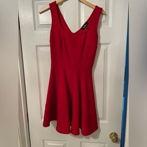 Lulus Home Before Daylight Red Square Neck Sleeveless Skater Dress - Size Medium